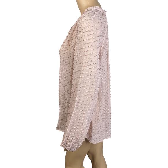 Boden Pastel Pink Swiss Dot Cotton Silk Sheer Button Down Shirt Blouse SZ 14 - Picture 5 of 8
